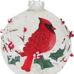 Krebs Glas Lauscha 10cm Glaskugel 3D-Kardinalvogeldeko