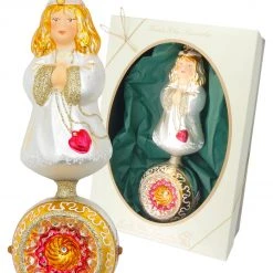 Krebs Glas Lauscha Engel mit Reflex 20cm aus Glas