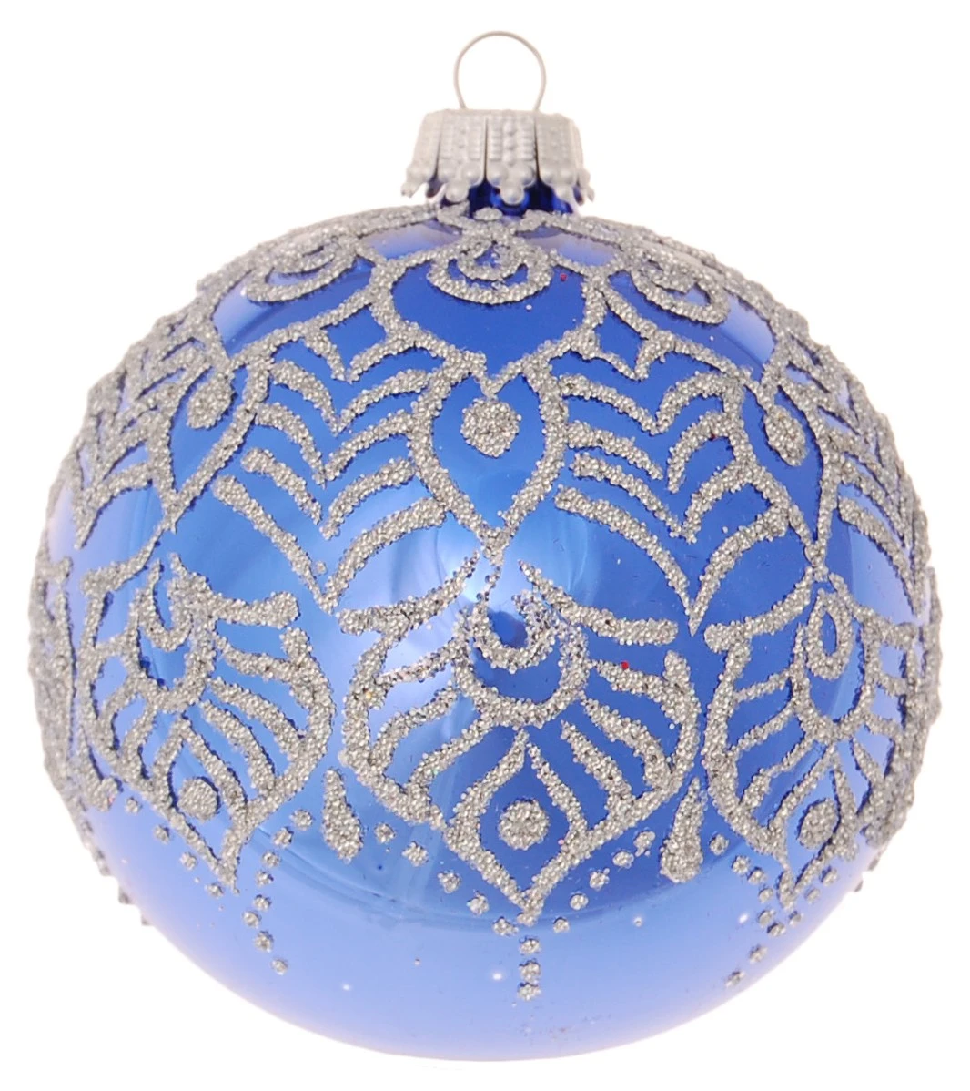 Krebs Glas Lauscha Royalblau 8cm Glaskugel mit Arabeske 3 Krebs Glas Lauscha Royalblau 8cm Glaskugel mit Arabeske