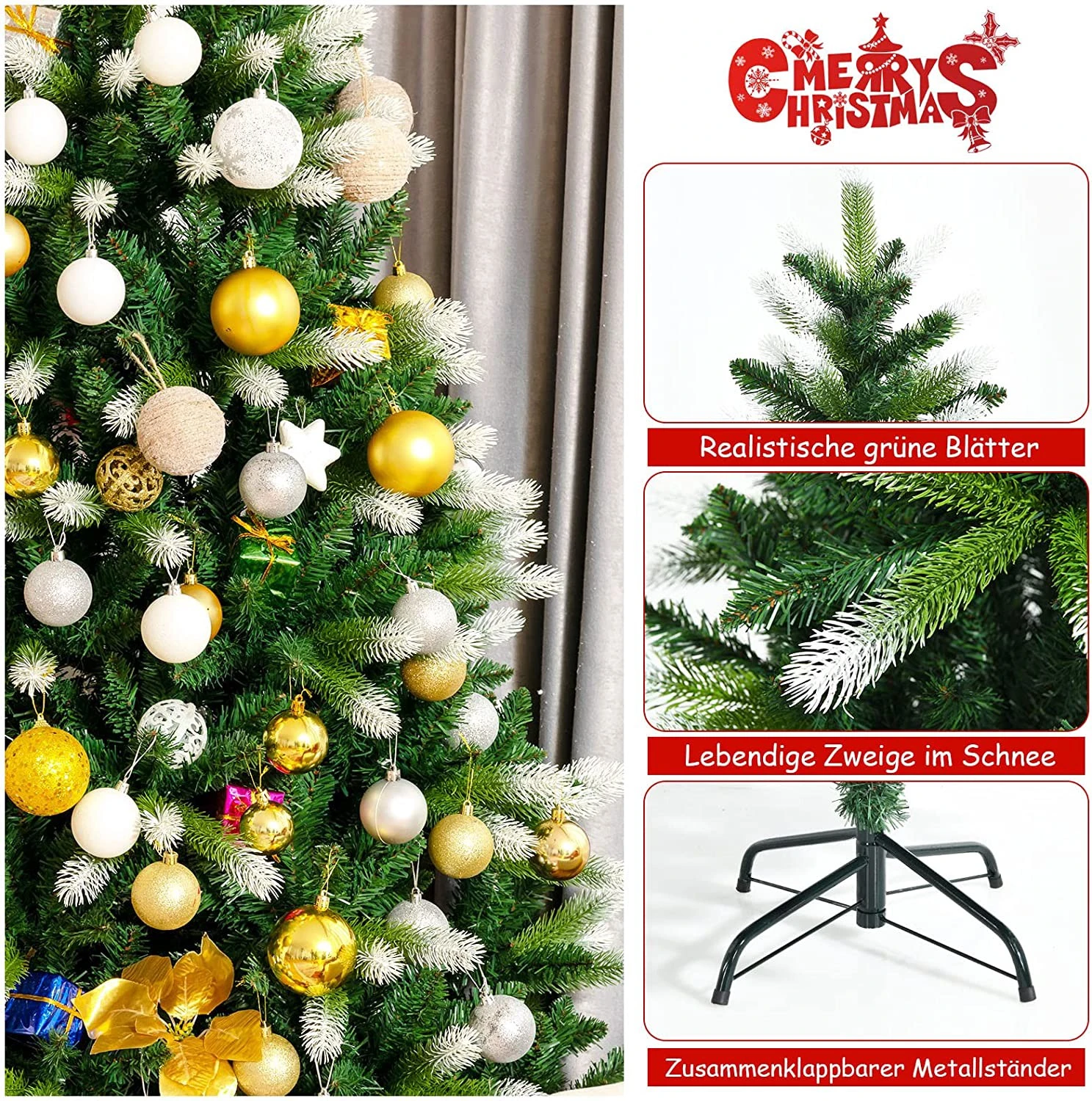 Costway 180cm Künstlicher Weihnachtsbaum 6 Costway 180cm Künstlicher Weihnachtsbaum – Bild 4