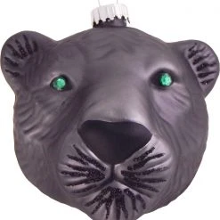 Krebs Glas Lauscha Schwarzer Panterkopf 10cm Glasornament