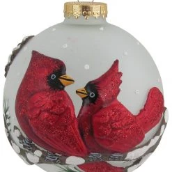 Krebs Glas Lauscha Frost 10cm Glaskugel mit 3D-Vogel