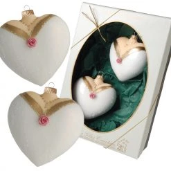 Krebs Glas Lauscha Hochzeitsherzen 9cm Braut