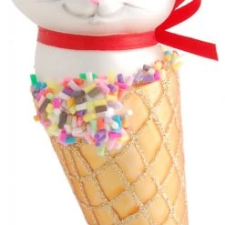 Krebs Glas Lauscha Eistüte mit Katze 14cm aus Glas