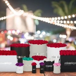 Relaxdays Schwarze Rosenbox rund mit 8 Rosen -Günstiges Deko Geschäft 0f2e21c2e9ba45478f9bce492b0562e0