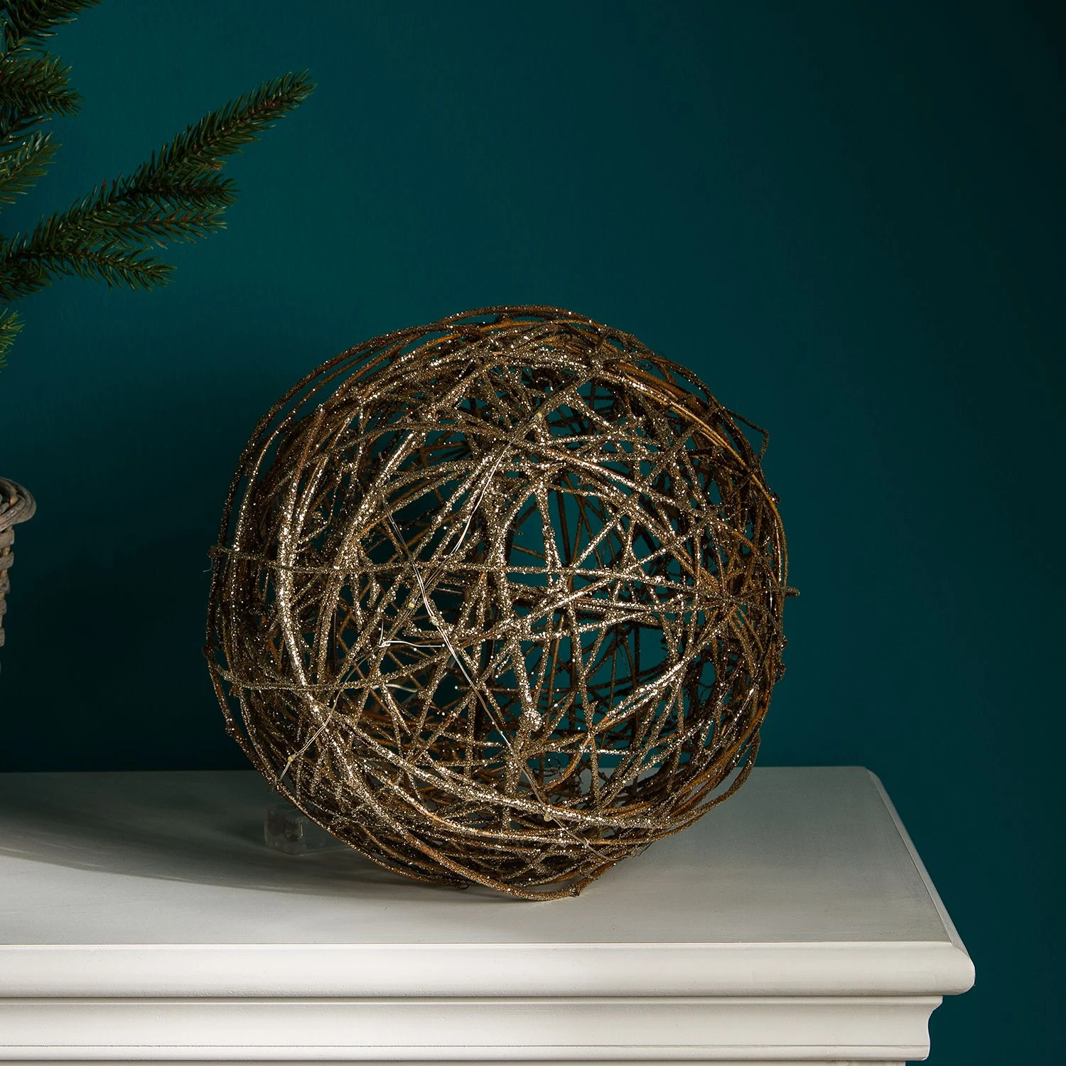 My Flair LED-Baumkugel Olinda - Rattan - Champagner 4 My Flair LED-Baumkugel Olinda - Rattan - Champagner – Bild 2