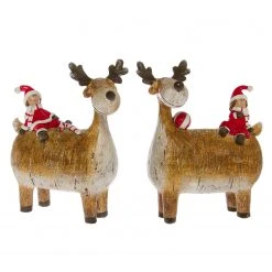 My Flair Dekofigur Rentier (2-teilig) - Polyresin - braun, rot, weiß