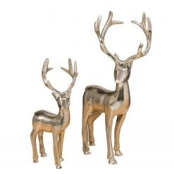 Boltze Dekofigur Hirsch (2-teilig) - Aluminium - Silber