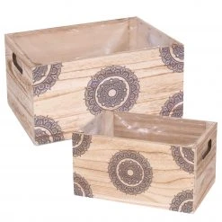 Flechtwaren Müller Pflanzenbox Rodes (2-teilig) - Kiefer massiv / Folie - Braun