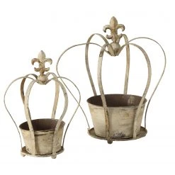 Boltze Pflanztopf Krone (2-teilig) - Eisen - Grau