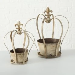 Boltze Pflanztopf Krone (2-teilig) - Eisen - Grau -Günstiges Deko Geschäft 1000236354 210202 12472600101 MOOD DETAILS P000000001000236354 mood