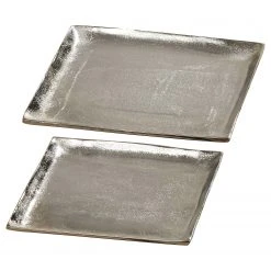 Boltze Dekoteller Flaire I (2-teilig) - Aluminium - Silber
