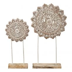 Boltze Dekoaufsteller Evina II (2-teilig) - Mangoholz - Natur