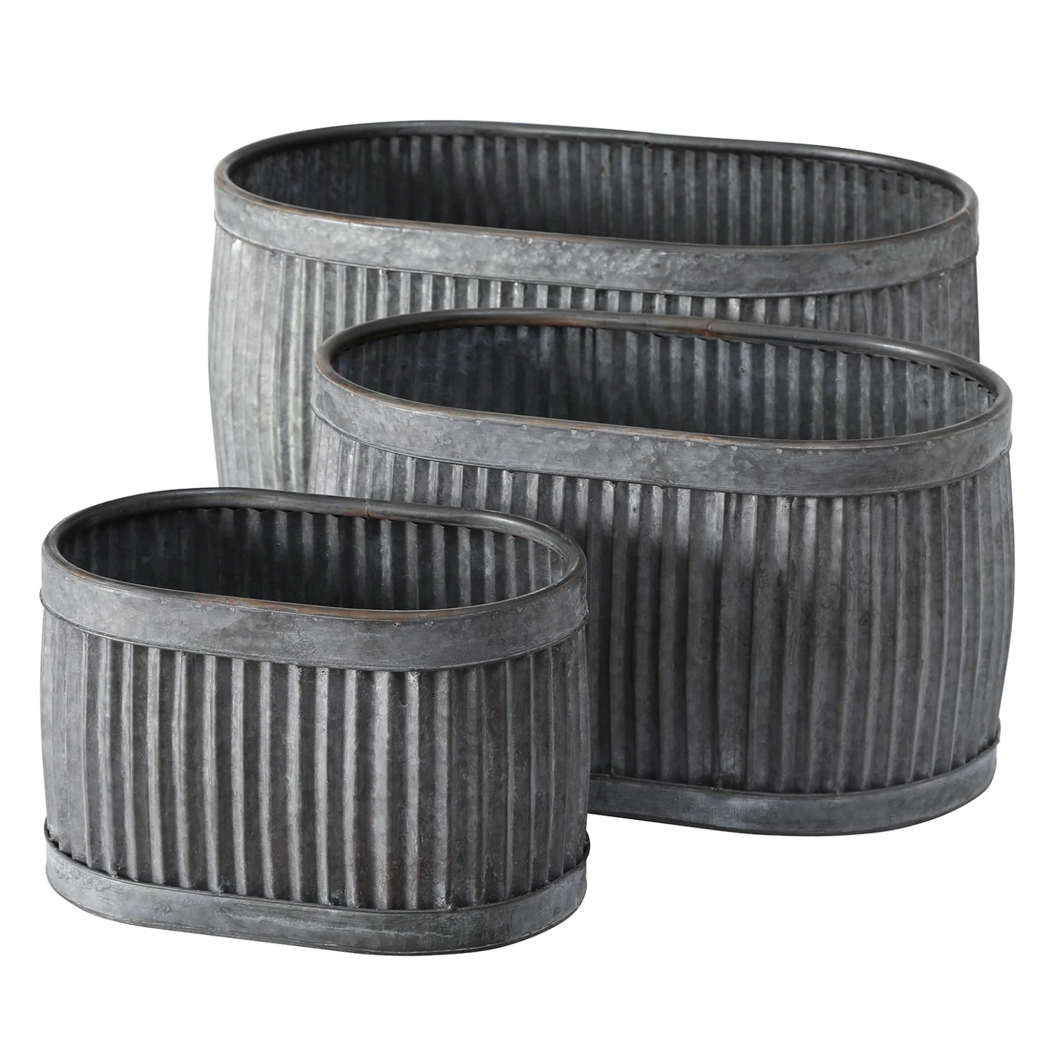 Boltze Pflanztopf Dalia (3-teilig) - Eisen - Grau 3 Boltze Pflanztopf Dalia (3-teilig) - Eisen - Grau