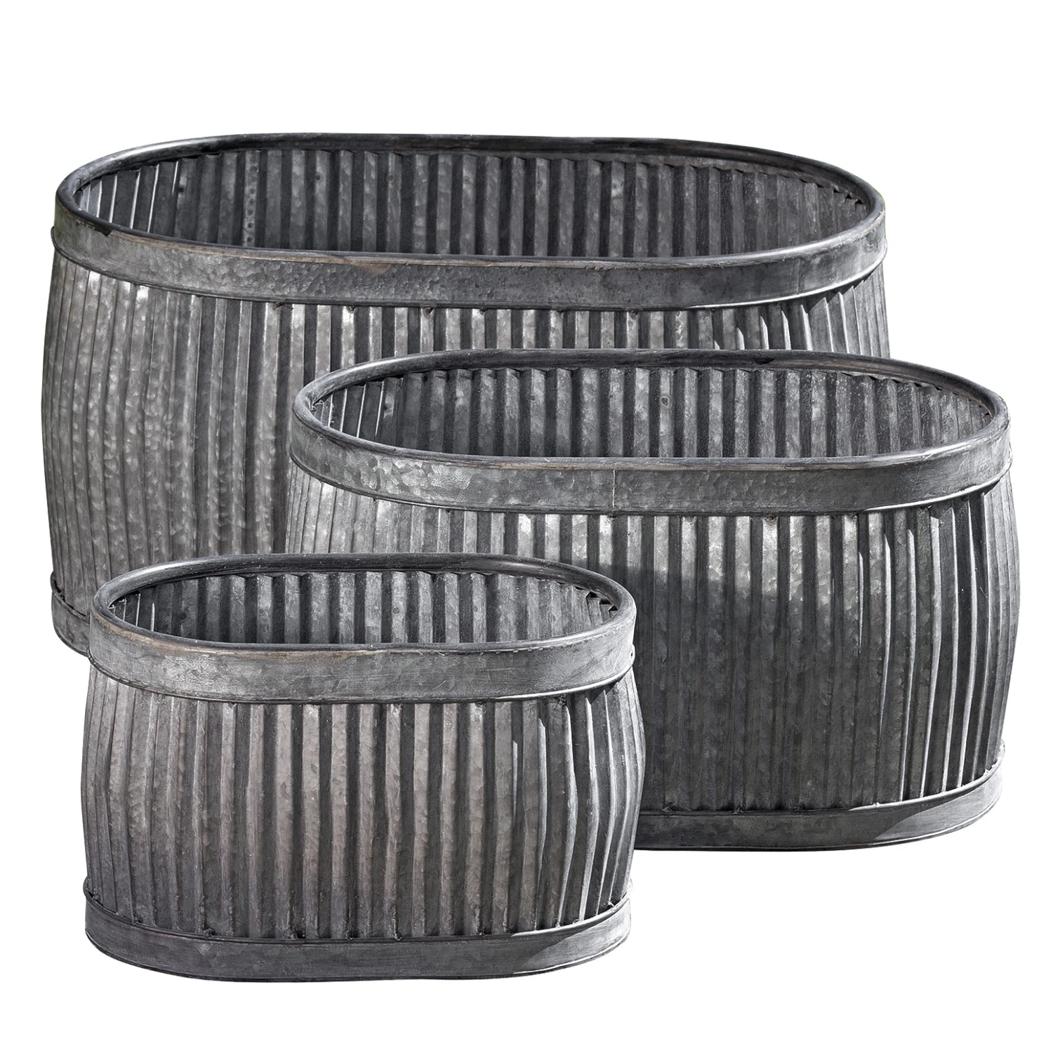 Boltze Pflanztopf Dalia (3-teilig) - Eisen - Grau 4 Boltze Pflanztopf Dalia (3-teilig) - Eisen - Grau – Bild 2