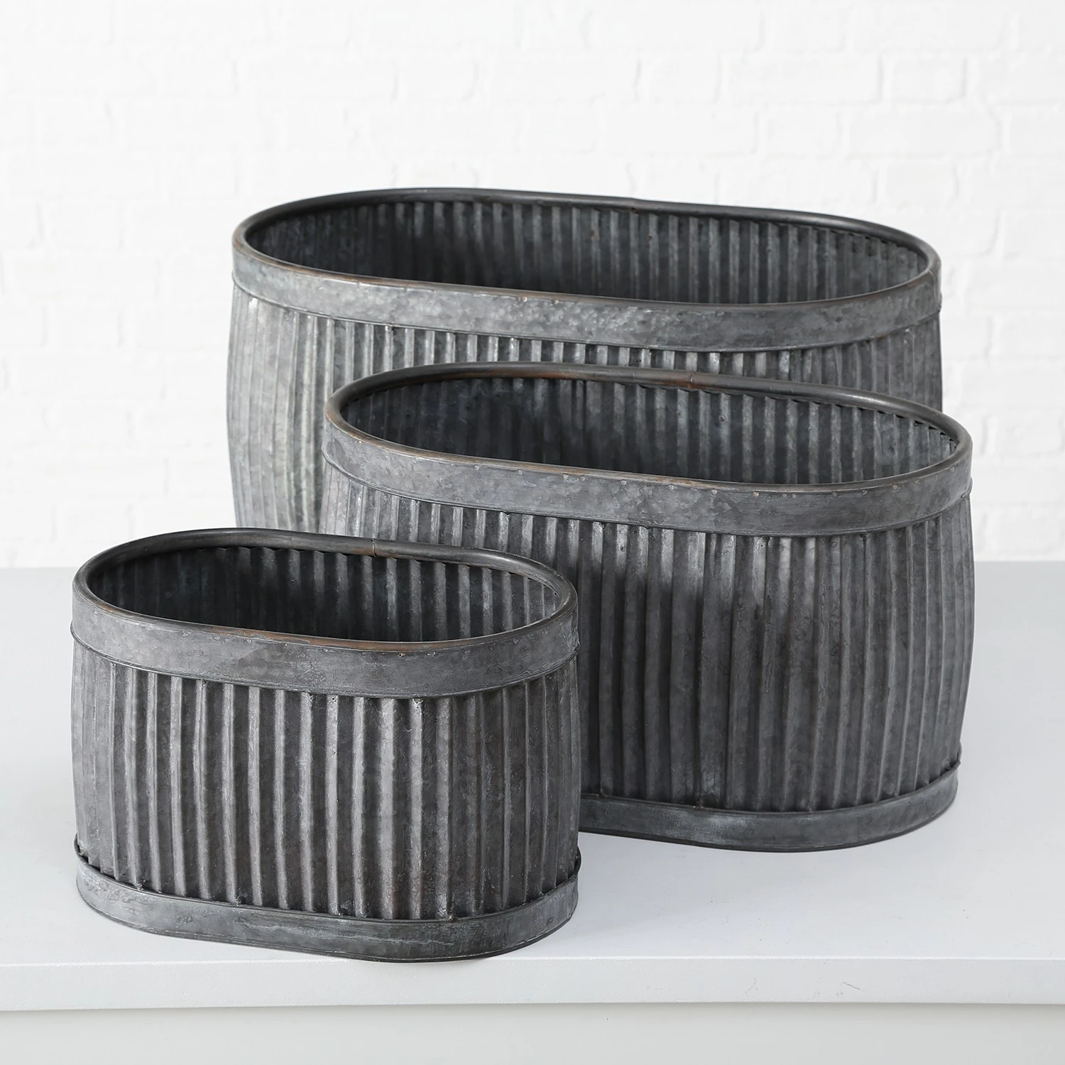 Boltze Pflanztopf Dalia (3-teilig) - Eisen - Grau 5 Boltze Pflanztopf Dalia (3-teilig) - Eisen - Grau – Bild 3