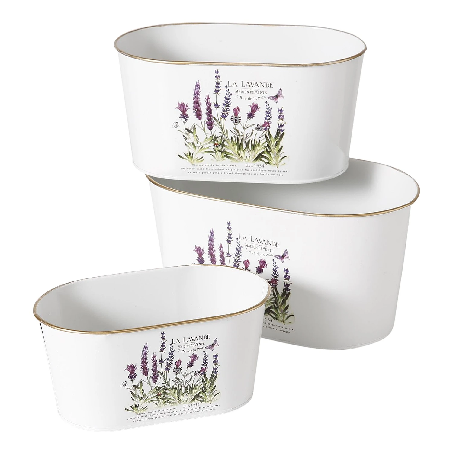 Boltze Pflanztopf Lavendel (3-teilig) - Zink - Weiß 3 Boltze Pflanztopf Lavendel (3-teilig) - Zink - Weiß