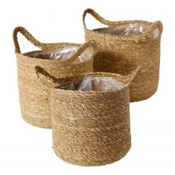 Boltze Pflanzkorb Dawid (3-teilig) - Seegras - Natur
