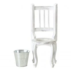 Boltze Pflanztopfhalter Hocker (2-teilig) - Blauglockenbaum - Weiß