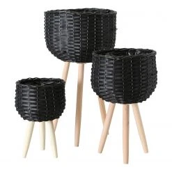 Boltze Pflanzkorb Rawan (3-teilig) - Weide - Schwarz