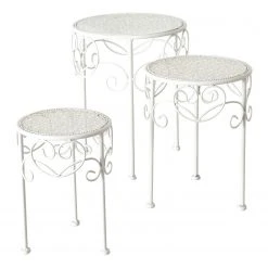 Boltze Pflanztisch Lilli I (3-teilig) - Eisen - Weiß