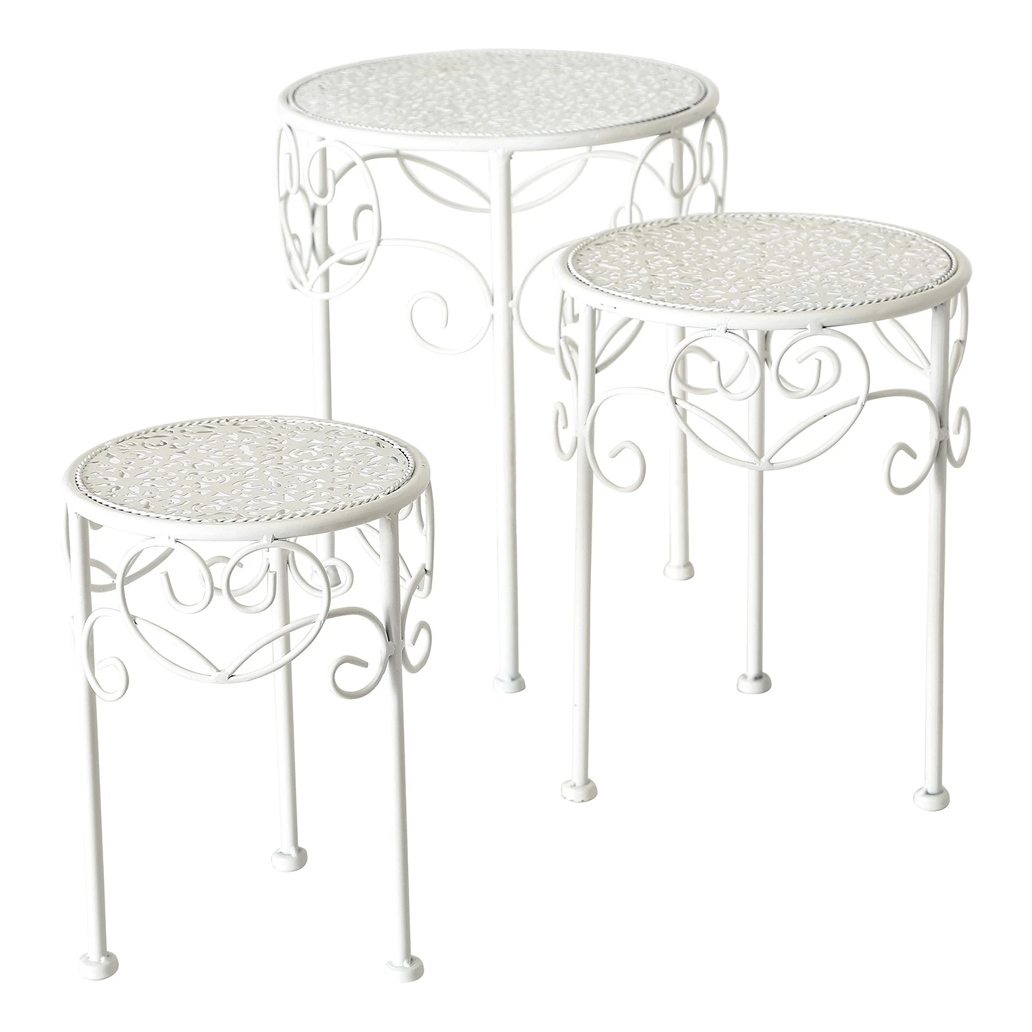 Boltze Pflanztisch Lilli I (3-teilig) - Eisen - Weiß 3 Boltze Pflanztisch Lilli I (3-teilig) - Eisen - Weiß