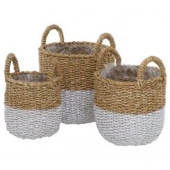Boltze Pflanzkorb Oreilla (3-teilig) - Seegras - Weiß