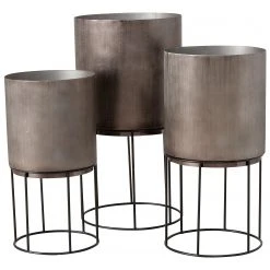 Boltze Pflanztopf Golia II (3-teilig) - Aluminium - Graphit