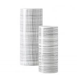 Boltze Vase Sannie (2-teilig) - Dolomit - Schwarz / Weiß