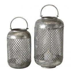 Boltze Windlicht Virdis (2-teilig) - Eisen - Silber