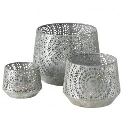 Boltze Windlicht Palos II (3-teilig) - Eisen - Antiksilber