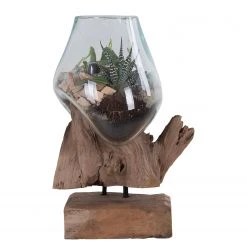 Twentyfour Dekoobjekt San Marino III - Teakholz / Kristallglas - Braun