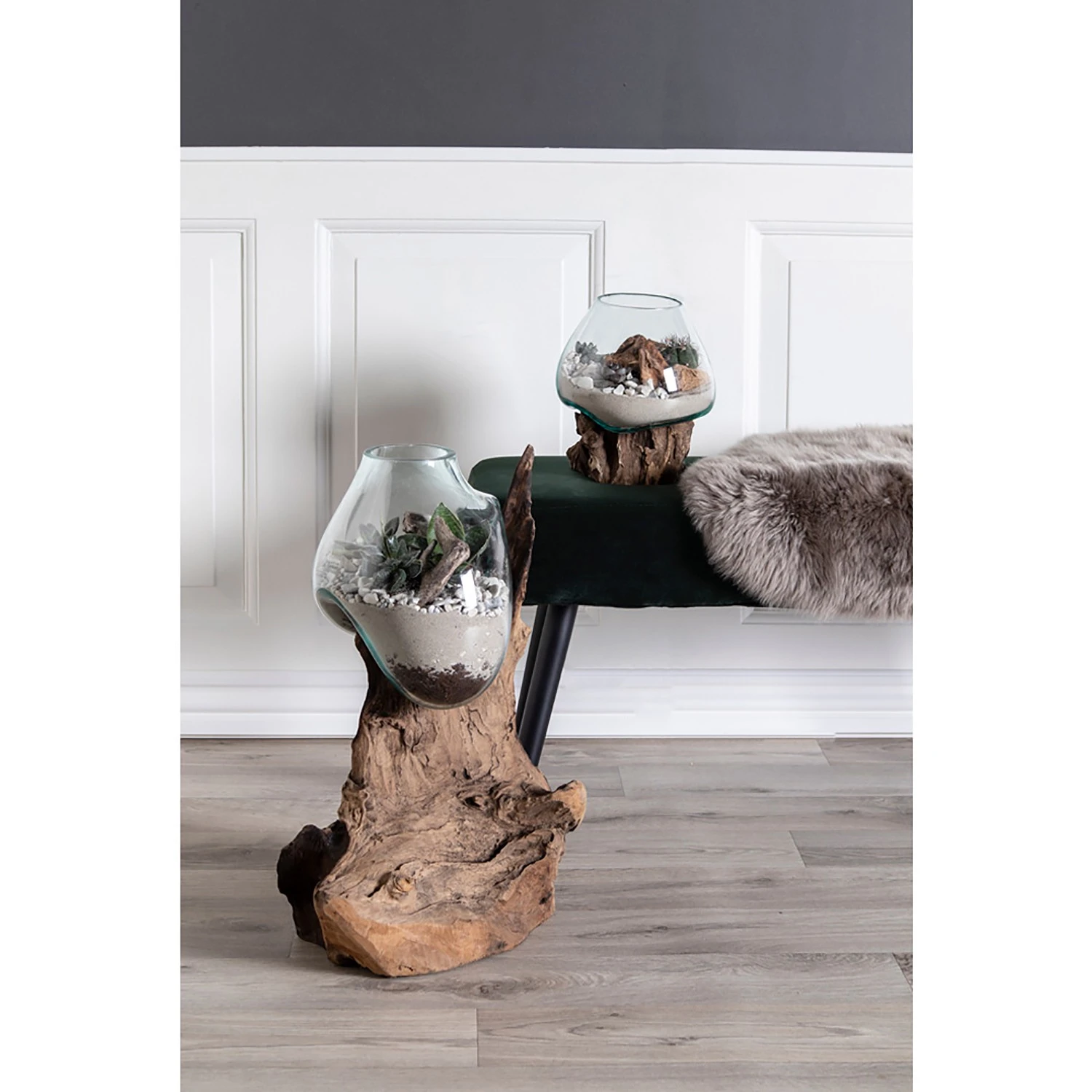 Twentyfour Dekoobjekt San Marino IV - Teakholz / Kristallglas - Braun 4 Twentyfour Dekoobjekt San Marino IV - Teakholz / Kristallglas - Braun – Bild 2