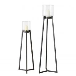 Boltze Windlicht Denia (2-teilig) - Eisen - Grau