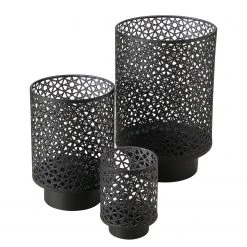 Boltze Windlicht Lyras (3-teilig) - Eisen - Schwarz - Schwarz