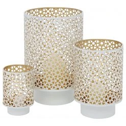 Boltze Windlicht Lyras (3-teilig) - Eisen - Weiß - Weiß