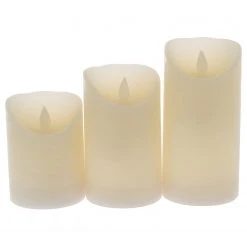 My Flair LED-Kerzenset Nature (3-teilig) - Wachs - Weiß