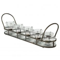 Boltze Teelichthalter Zuma - Klarglas / Eisen - Grau