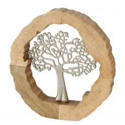 Boltze Dekoaufsteller Tree - Aluminium / Mango - Beige / Silber