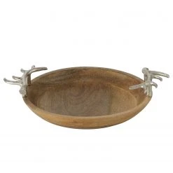 Boltze Schale Ternberg - Aluminium / Mango - Braun / Silber