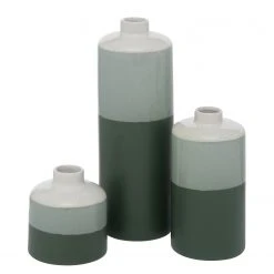 Boltze Vase Brixa (3-teilig) - Porzellan - Grün / Grau