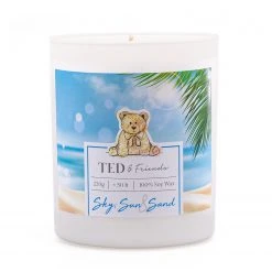 Ted & Friends Duftkerze Sky, Sun & Sand - Soja Wachs Mischung - Blau