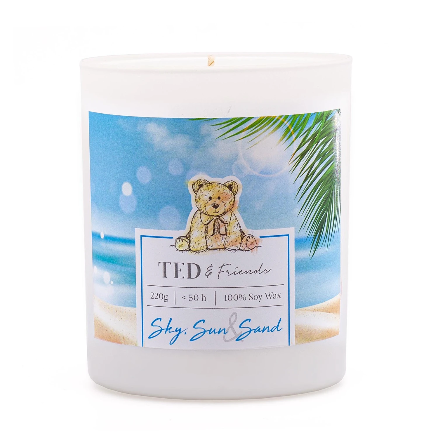 Ted & Friends Duftkerze Sky, Sun & Sand - Soja Wachs Mischung - Blau 3 Ted & Friends Duftkerze Sky, Sun & Sand - Soja Wachs Mischung - Blau