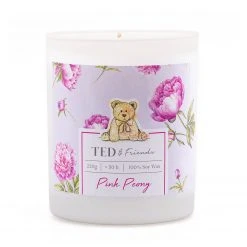 Ted & Friends Duftkerze Pink Peony - Soja Wachs Mischung - Lila