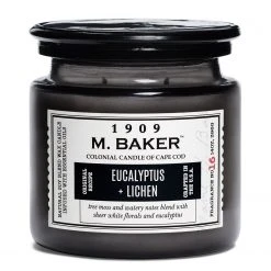 Colonial Candle Duftkerze Eucalyptus and Lichen - Soja Wachs Mischung - Schwarz - 396g