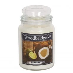 Woodbridge Candle Duftkerze Coconut & Lime - Veredeltes Paraffin - Weiß - 565g