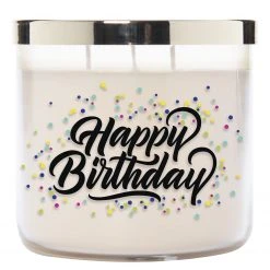 Colonial Candle Duftkerze Happy Birthday - Soja Wachs Mischung - Weiß - 411g