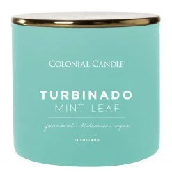 Colonial Candle Duftkerze Popofcolor Turbindo Leaf - Soja Wachs Mischung - Türkis - 411g