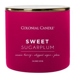 Colonial Candle Duftkerze Sweet Sugarplum - Soja Wachs Mischung - Rot - 411g
