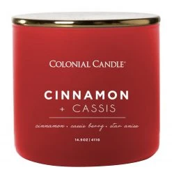 Colonial Candle Duftkerze Cinnamon & Cassis - Soja Wachs Mischung - Rot - 411g